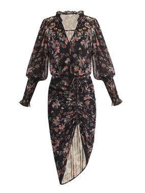 Veronica Beard Shaia Embellished Floral-Print Midi Dress